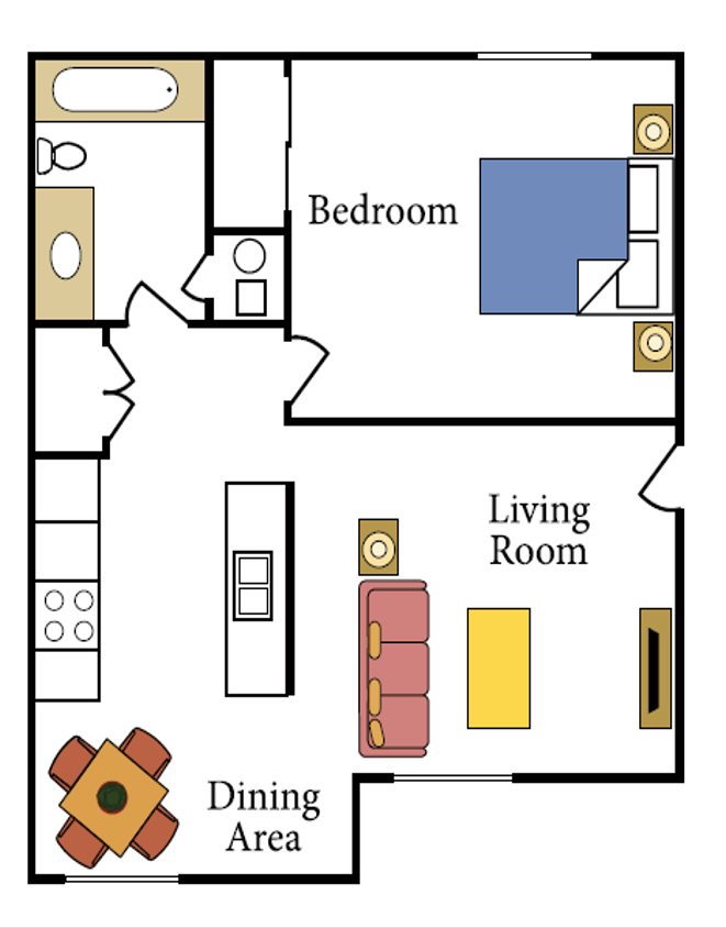 One bedroom floor plan